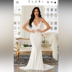 Club L white backless bum ruched fishtail maxi dress